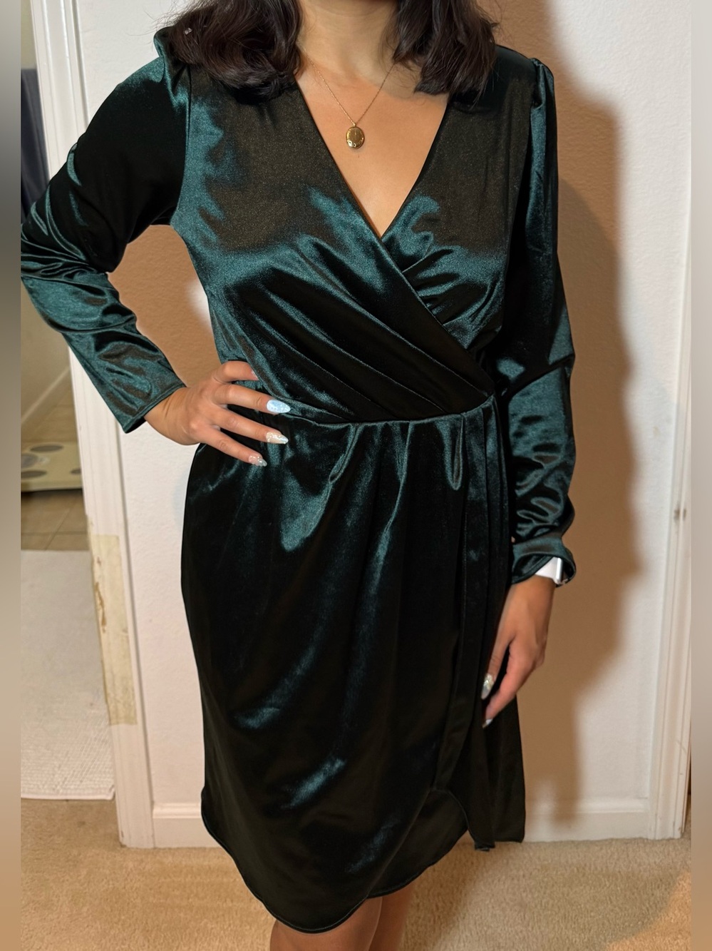Julia Jordan Dark Green Long Sleeve Dress Size 6